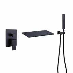 Fashion Tub Fliier Wall Mounted Bathtub Faucet With Hand Shower Matte Black JK0036
