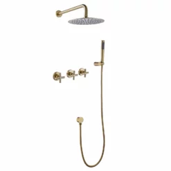Wall Mount Shower Faucet With Separate Hot And Cold Handles Brushed Gold RB0875