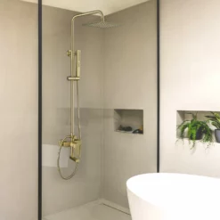 3-Function Shower System With Dual Mode Hand Shower (Jet+Spray) Brushed Gold HG6914BG -Cheap RBrohant Store 1 c288b90c 6239 4873 836d 9e046678f52f