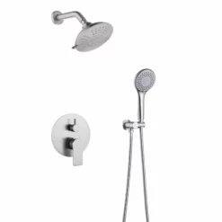 Wall Mounted Shower Faucet With 5-Function Shower Head Rainfall Shower Brushed Nickel LYJ0011