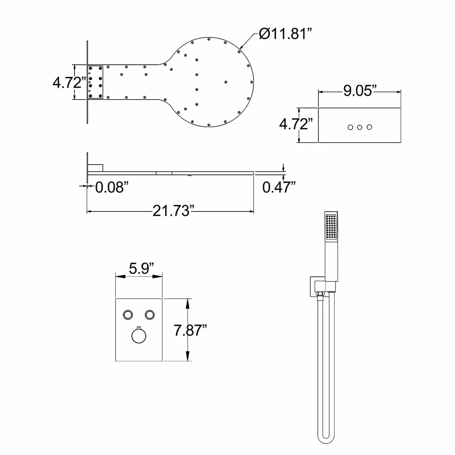 Solid Brass Wall Mount Thermostatic Shower System Matte Black AD0001MB 9 Solid Brass Wall Mount Thermostatic Shower System Matte Black AD0001MB - Image 9