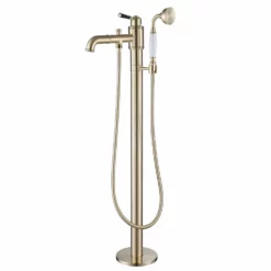 Single Handle Floor Mounted Bathtub Filler With Hand Shower Brushed Gold AD7013BG