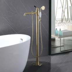 Single Handle Floor Mounted Bathtub Filler With Hand Shower Brushed Gold AD7013BG -Cheap RBrohant Store AD7013BG 3