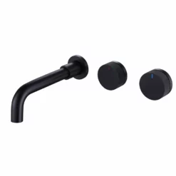 2-Handle Wall Mount Bathroom Sink Faucet Matte Black AMS21524H