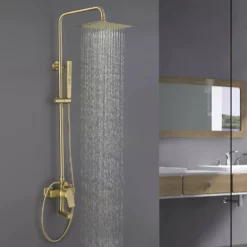 3-Function Shower System With Dual Mode Hand Shower (Jet+Spray) Brushed Gold HG6914BG -Cheap RBrohant Store HG6914BG 2