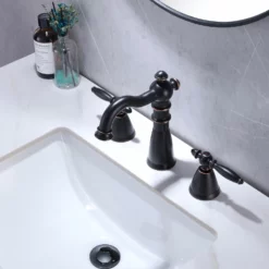 Antique Brass Bathroom Faucet Vintage Widespread Bathroom Sink Faucet HG8803ORB -Cheap RBrohant Store HG8803ORB 4