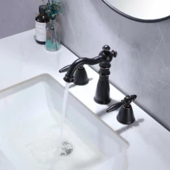 Antique Brass Bathroom Faucet Vintage Widespread Bathroom Sink Faucet HG8803ORB -Cheap RBrohant Store HG8803ORB 5