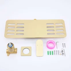 Waterfall Wall Mounted Bathroom Sink Faucet Brushed Gold Single Handle JK0035 -Cheap RBrohant Store IMG 1797 cd83f326 d16f 43f1 9302 0712bdc0e998