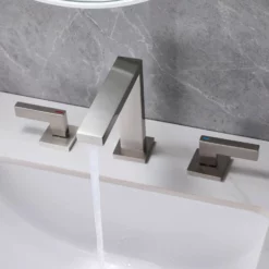 Bathroom Sink Faucet Brushed Nickel 3-Hole Widespread Bathroom Faucet JK0012 -Cheap RBrohant Store JK0012 4 e664aa6c b263 4207 a9bc 61e0915e1984