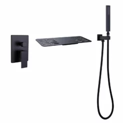 Waterfall Tub Faucet Wall Mount Tub Filler With Hand Shower JK0038