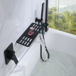 Waterfall Tub Faucet Wall Mount Tub Filler With Hand Shower JK0038 -Cheap RBrohant Store JK0038 4