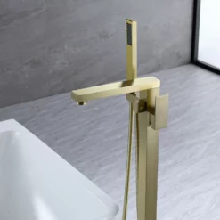 Cheap RBrohant Store 36 Freestanding Bathtub Faucet With Hand Shower Lead-Free Solid Brass JK0047