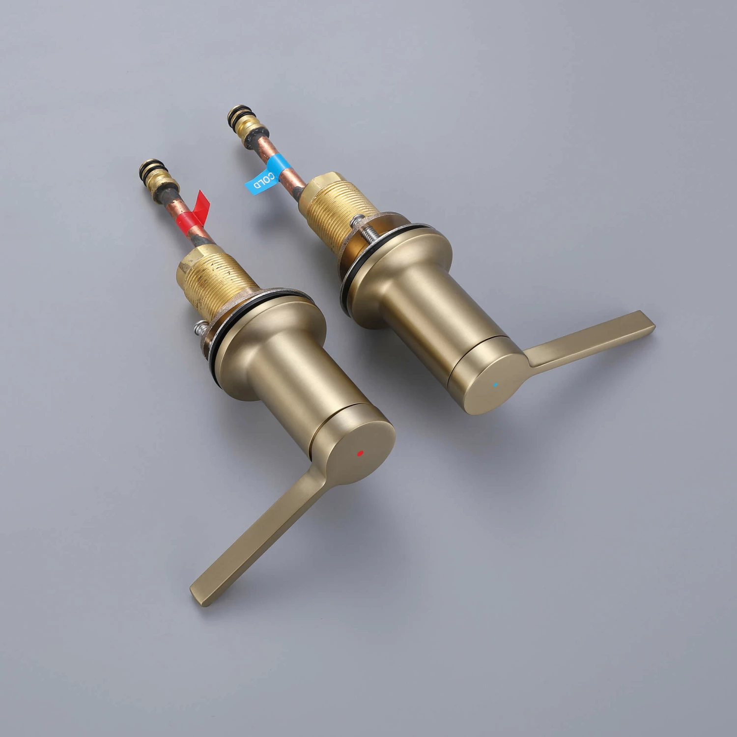 Widespread Bathroom Sink Faucet 3-Hole Deck Mounted Brushed Gold JK0061 5 Widespread Bathroom Sink Faucet 3-Hole Deck Mounted Brushed Gold JK0061 - Image 5