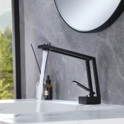 Contemporary Creative Design Bathroom Faucet Matte Black Lavatory Vanity Mixer Tap JK0071 -Cheap RBrohant Store JK0071 3