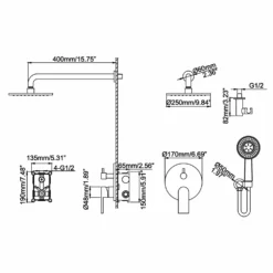 Brushed Nickel Shower System With 10" High Pressure Rain Shower Head JK0072 -Cheap RBrohant Store JK0072 14