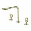 Unique Rain Curtain Design Two Handle Basin Mixer Faucet Brushed Gold JK0088