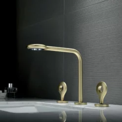 Unique Rain Curtain Design Two Handle Basin Mixer Faucet Brushed Gold JK0088 -Cheap RBrohant Store JK0088 3 edd3c9a6 7981 4e0c 9133 f339d64f9027