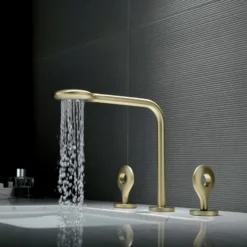 Unique Rain Curtain Design Two Handle Basin Mixer Faucet Brushed Gold JK0088 -Cheap RBrohant Store JK0088 4 2dec190b 71f9 4b90 8a4d 64aaff616cd3