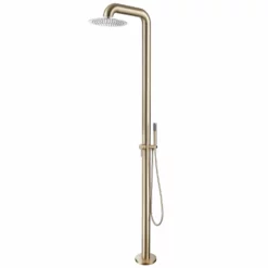 Freestanding Stainless Steel Outdoor Shower With Hand Shower Brushed Gold