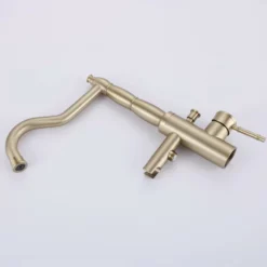 360° Swivel Freestanding Bathtub Faucet With Hand Shower Floor Mount Tub Filler Brushed Gold JK0116 -Cheap RBrohant Store JK0116 10