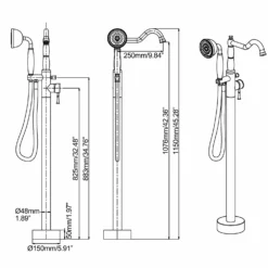 360° Swivel Freestanding Bathtub Faucet With Hand Shower Floor Mount Tub Filler Brushed Gold JK0116 -Cheap RBrohant Store JK0116 12