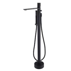 Tub Filler Freestanding Bathtub Faucet Solid Brass Single Handle Matte Black JK0120