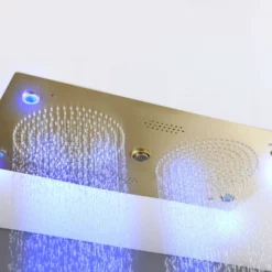 Luxury LED Dual Shower Head System Ceiling Mount Digital Display Thermostatic Shower Faucet With 6 Body Jets JK0127 -Cheap RBrohant Store JK0127 4 92ab1295 8644 4766 b48d 66e810487fb4