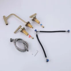 Widespread 2 Handles Bathroom Faucet With Water Supply Hoses Brushed Gold JK0133 -Cheap RBrohant Store JK0133 10