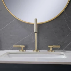 Widespread 2 Handles Bathroom Faucet With Water Supply Hoses Brushed Gold JK0133 -Cheap RBrohant Store JK0133 5