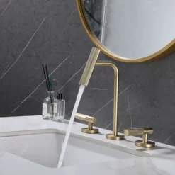 Widespread 2 Handles Bathroom Faucet With Water Supply Hoses Brushed Gold JK0133 -Cheap RBrohant Store JK0133 6