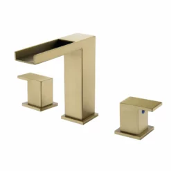 2 Handle 3 Hole Widespread Waterfall Bathroom Vanity Sink Faucet JK0141