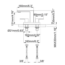 2 Handle 3 Hole Widespread Waterfall Bathroom Vanity Sink Faucet JK0141 -Cheap RBrohant Store JK0141 10