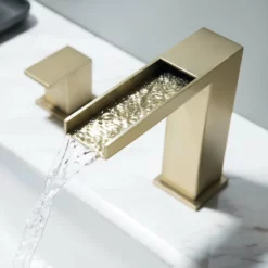 2 Handle 3 Hole Widespread Waterfall Bathroom Vanity Sink Faucet JK0141 -Cheap RBrohant Store JK0141 7