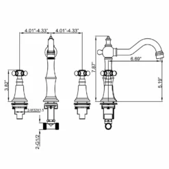 Double Cross Handle Matte Black Widespread Bathroom Faucet JK0199 -Cheap RBrohant Store JK0199 8