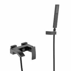 Modern Bathroom Wall Mounted Tub Filler With Handheld Matte Black LYJ0016