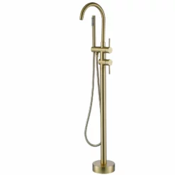 Cheap RBrohant Store 42 Tub Faucet Freestanding Brushed Gold Bathtub Faucet With Handheld Shower RB0952/LYJ0018