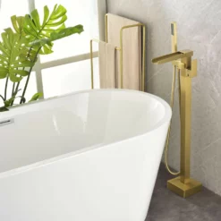 Luxury Freestanding Bathtub Faucet Waterfall Tub Filler With Handheld Shower LYJ0022 -Cheap RBrohant Store LYJ0022 4