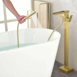 Luxury Freestanding Bathtub Faucet Waterfall Tub Filler With Handheld Shower LYJ0022 -Cheap RBrohant Store LYJ0022 5