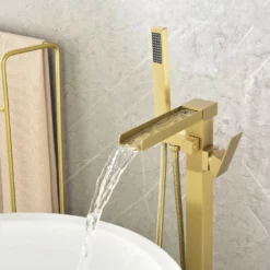 Luxury Freestanding Bathtub Faucet Waterfall Tub Filler With Handheld Shower LYJ0022 -Cheap RBrohant Store LYJ0022 6