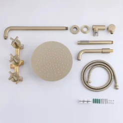 Wall Mount Rainfall Bathtub Shower System With Tub Spout Brushed Gold JK0299 -Cheap RBrohant Store PRB0875 14