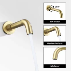 Wall Mount Rainfall Bathtub Shower System With Tub Spout Brushed Gold JK0299 -Cheap RBrohant Store PRB08751 5