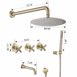 Wall Mount Rainfall Bathtub Shower System With Tub Spout Brushed Gold JK0299 -Cheap RBrohant Store PRB08751 7