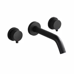 Wall Mount 2 Handle 3 Hole Bathroom Sink Faucet RB04YB