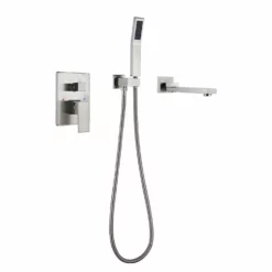 Wall Mounted Tub Filler Brushed Nickel With Tub Spout And Handheld Shower RB05YGN