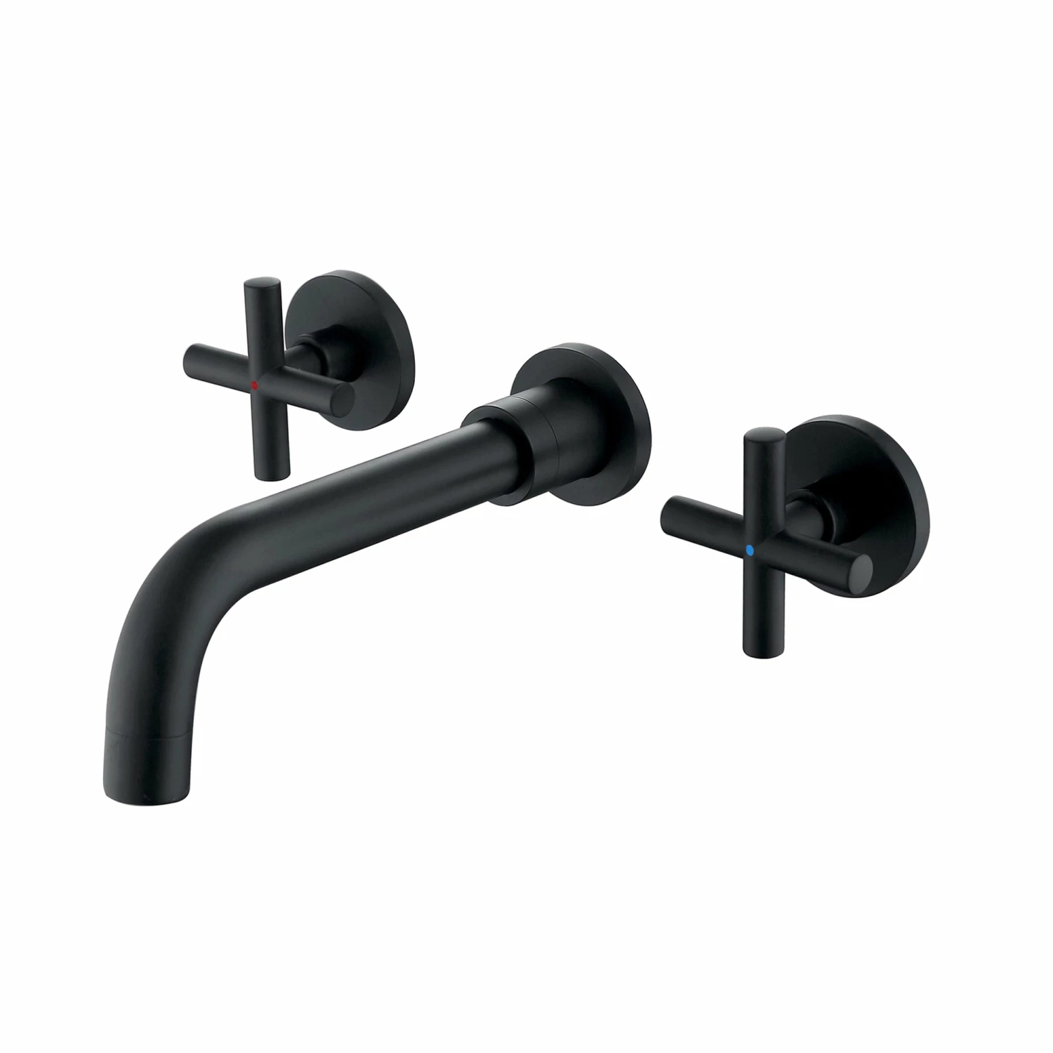 Matte Black Cross 2 Handle Wall Mount Bathroom Faucet RB0714 1 Matte Black Cross 2 Handle Wall Mount Bathroom Faucet RB0714
