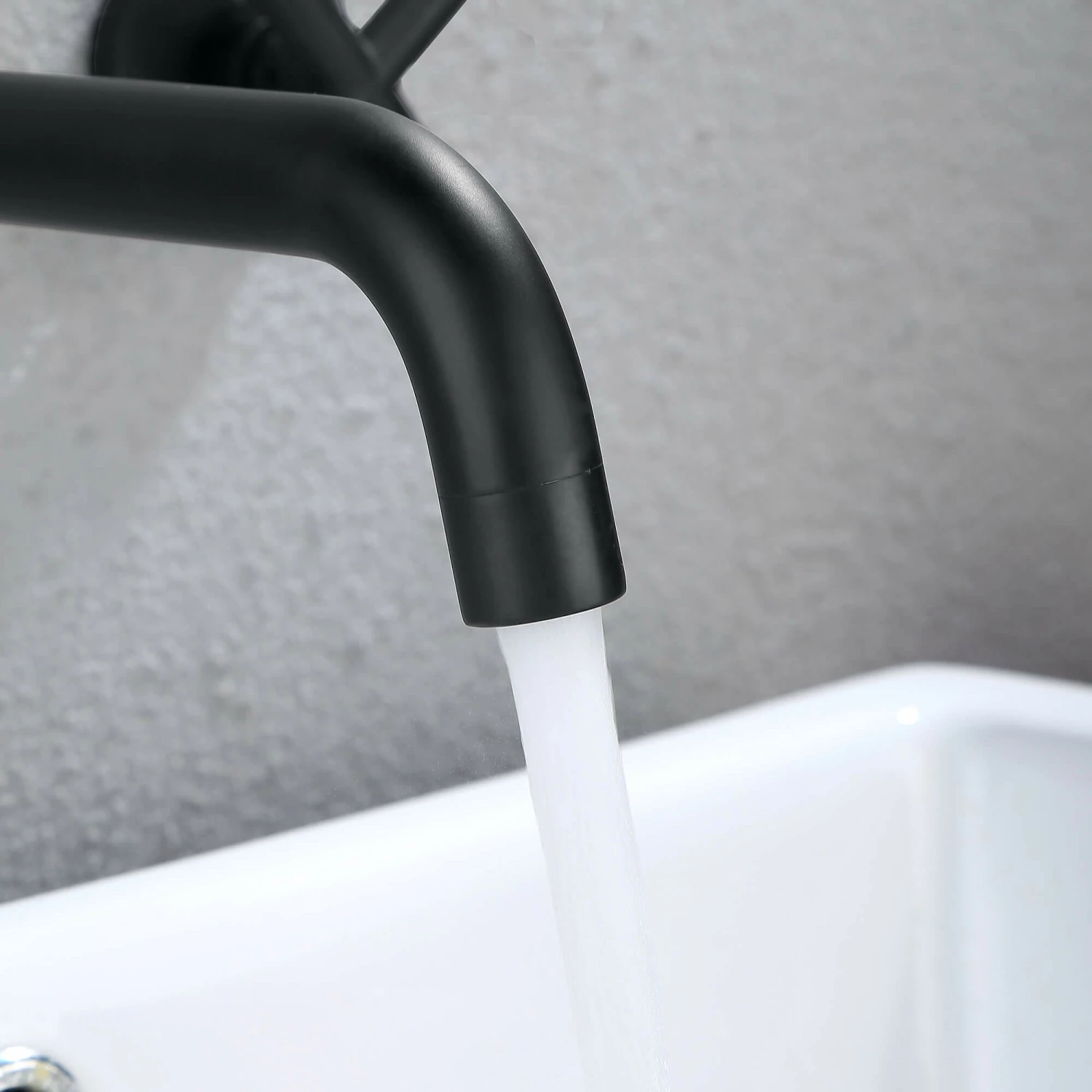 Matte Black Cross 2 Handle Wall Mount Bathroom Faucet RB0714 4 Matte Black Cross 2 Handle Wall Mount Bathroom Faucet RB0714 - Image 4