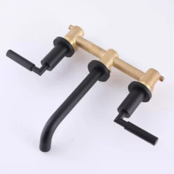 Wall Mount Bathroom Faucet 2 Handle Solid Brass Matte Black RB0735 -Cheap RBrohant Store RB0735 6