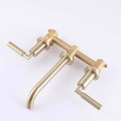 Wall Mount Bathroom Sink Faucet 2 Handle Solid Brass Brushed Gold RB0736 -Cheap RBrohant Store RB0736 4 0f78e502 8f48 4b73 b93e e85bdc128d4c