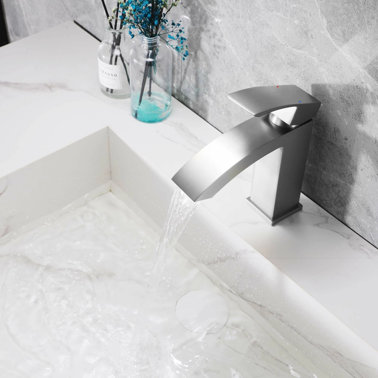 Single Handle 1 Hole Bathroom Faucet In Brushed Nickel RB0760-BN 6 Single Handle 1 Hole Bathroom Faucet In Brushed Nickel RB0760-BN - Image 6