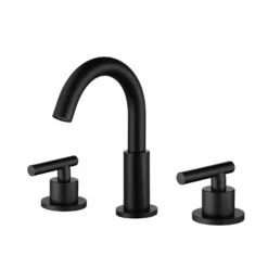 Deck Mounted Two Handle Matte Black Widespread Bathroom Faucet RB0763